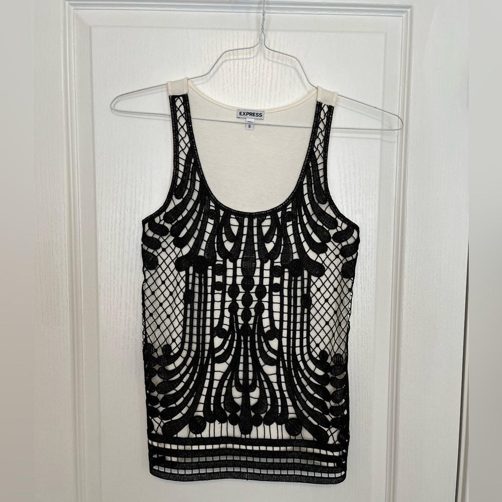 EXPRESS sleeveless tank with lace overlay